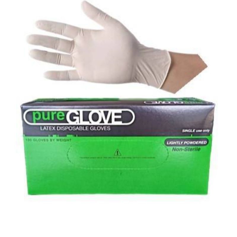 ภาพหน้าปกสินค้าถุงมือยางแบบมีแป้ง เพียวโกลฟ Pure GLOVE เกรดเอ เนื้อหนา มาตรฐาน มอก, มีใบเซอร์ ( บรรจุ 50 คู่/1 กล่อง)