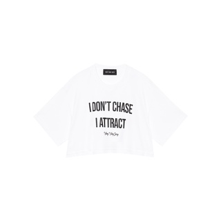 VERY VERY SEXY "i dont chase i attract" Oversized Crop Tee (White)