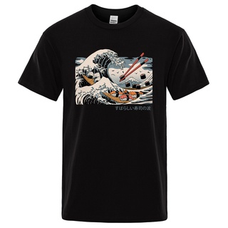 เสื้อผ้าผชเสื้อยืดคอกลม แขนสั้น ผ้าฝ้าย ลายคลื่น Ukiyo E คุณภาพสูง สไตล์วินเทจ ญี่ปุ่น ฮาราจูกุ เหมาะกับฤดูร้อน สําหรับผ