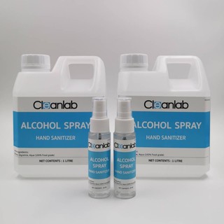 *ฟรี! 30ml 2ขวด* Cleanlab Alcohol Spray Hand Sanitizer แอลกอฮอล์เสปรย์ ใส ขนาด 1 ลิตร(2ขวด) food grade 100%