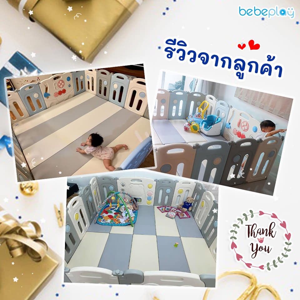 bebeshop-คอกกั้นเด็ก-เกาหลี-bebeplay-รุ่น-cute-bearคอกเด็ก-พับได้-มีไวท์บอร์ดเสริมสร้างพัฒนาการเด็ก