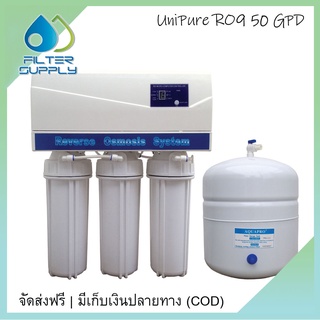 เครื่องกรองน้ำ RO Uni Pure RO 9 มี Auto Flush แบบแขวน มีฝาครอบ สวยงาม