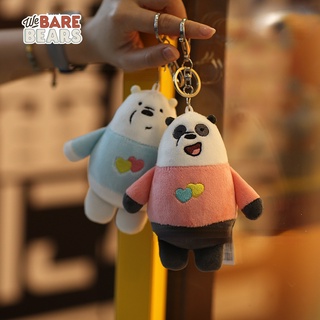 พวงกุญแจ จี้ตุ๊กตาฟิกเกอร์ We Bare Bears Grizzly Panda น่ารัก ขนาด 12 ซม. สําหรับห้อยกระเป๋า