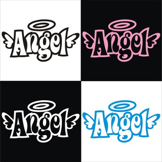 สติกเกอร์ติดรถยนต์ angel  สติกเกอร์ pvc กันน้ำ  ขนาด 5.5 x 10 cm ราคา 19 บาท