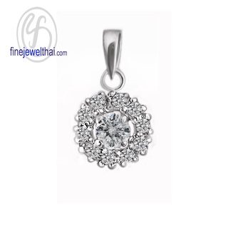 Finejewelthai-จี้-จี้สร้อยคอ-จี้เพชร-จี้เงินแท้-จี้ทรงกลม-Diamond-CZ-Silver-Pendant-P1083cz00 (สามารถเลือกสีตัวเรือนได้)