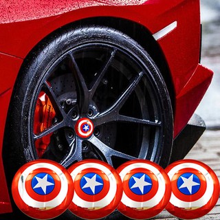 4 ชิ้น/ล็อต 56 มม. captain america shield อุปกรณ์เสริมสําหรับติดพวงมาลัยรถยนต์