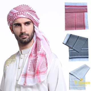 สินค้า Adult Men Arab Head Scarf Keffiyeh Middle East Desert Shemagh Wrap Muslim Headwear Arabian Costume Accessories