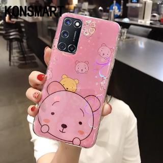 เคส OPPO A92 A52 Ready Stock Casing  Cute Cartoon Bear Silicone Colorful Cherry blossoms Back Cover Phone Case