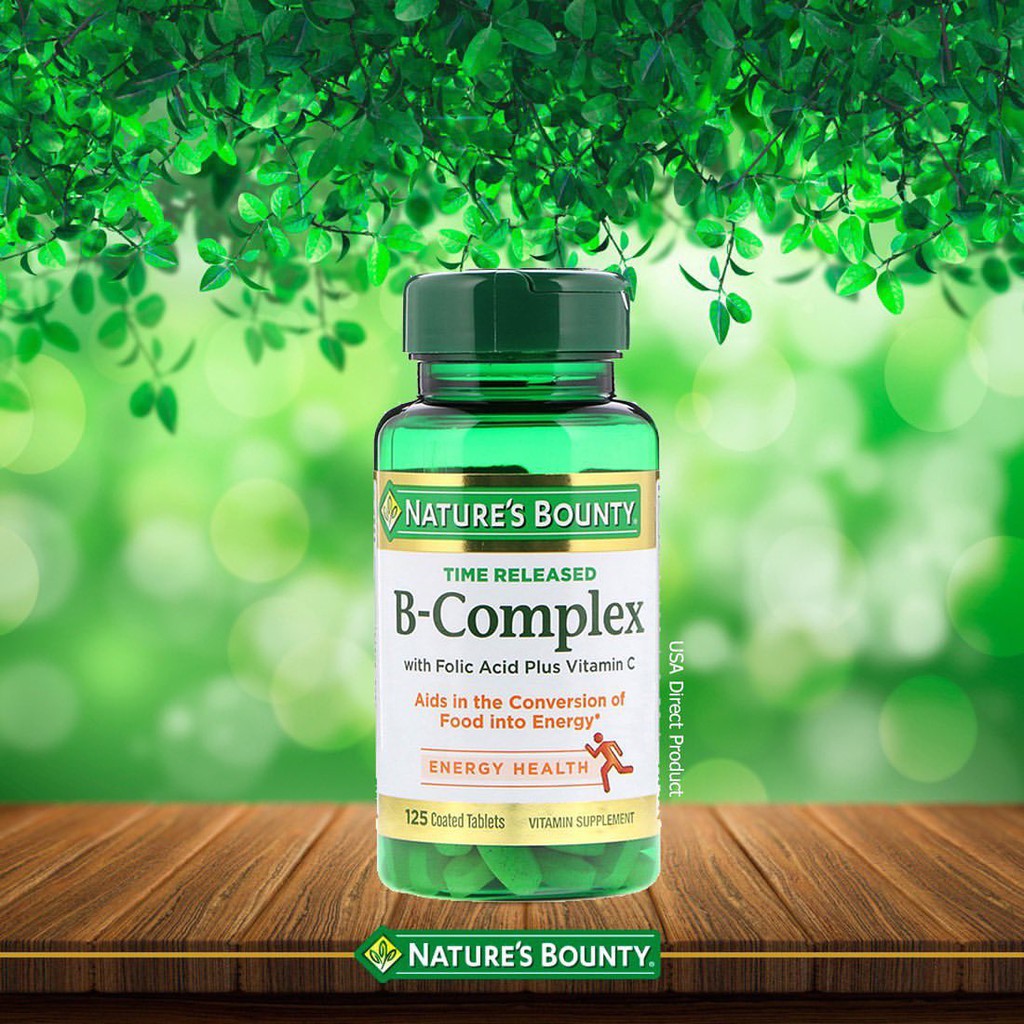 วิตามินบีรวม Nature's Bounty, B-Complex, Time Released, 125 Coated ...