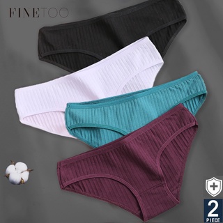 Finetoo กางเกงชั้นใน ผ้าฝ้าย สีพื้น 6 สี สําหรับผู้หญิง 2 ชิ้น ต่อชุด