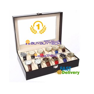 สินค้า buybuytech WATCH BOX กล่องใส่นาฬิกา3/​6​/10/12ช่อง (สีดำ)