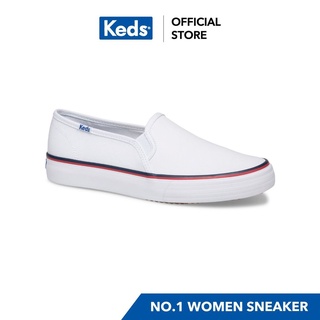 สินค้า KEDS WF62940AW รองเท้าผ้าใบ แบบสวม รุ่น DOUBLE DECKER VARSITY สีขาว