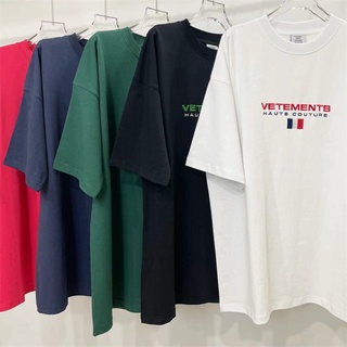 [S-5XL]Vetements เสื้อยืดแขนสั้น ปักลายธงชาติ