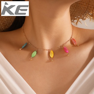Colorful Fringe Necklace Simple Gemstone Single Necklace for girls for women low price