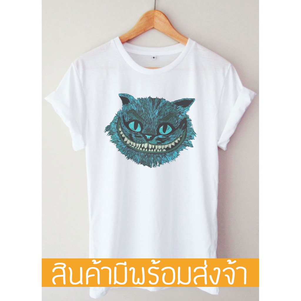 เสื้อยืดสีขาวเสื้อยืดผู้ชาย-t-shirt-แมวเชสเชียร์s-4xl