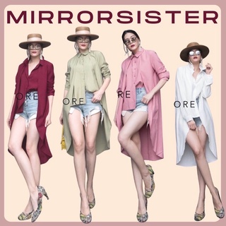 Code : 00131.3 เสื้อเชิ้ตยาว เสื้อทรงเก๋  เสื้อทำงาน งานป้าย mirrorsister