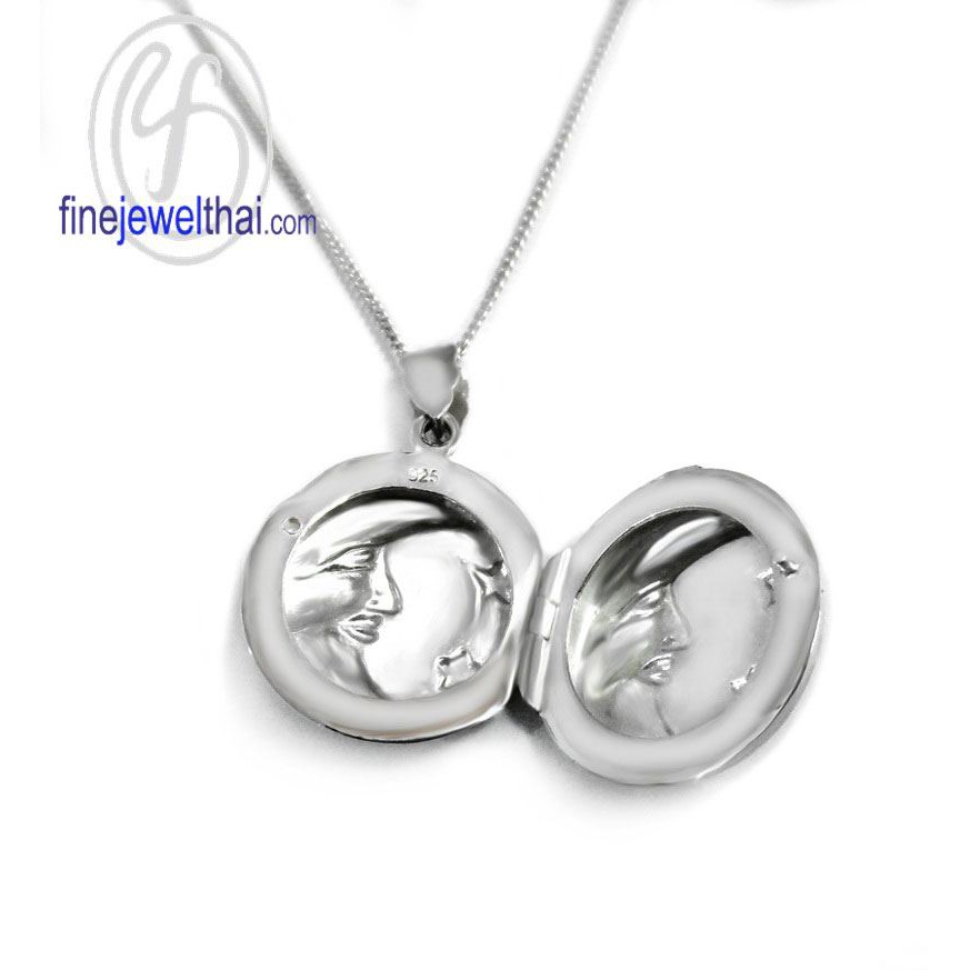 finejewelthai-ล็อกเก็ตทรงกลม-ล็อกเก็ตเงินแท้-ลายดวงดาว-ล็อกเก็ตใส่รูป-silver-pendant-locket-p201800