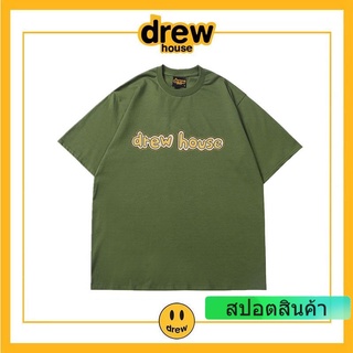 เสื้อยืดแขนสั้น ผ้าฝ้าย ทรงหลวม พิมพ์ลายตัวอักษร Drew House หน้ายิ้ม แฟชั่นฤดูร้อน สําหรับผู้หญิง