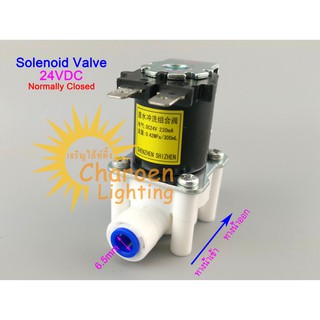 (สต๊อกในไทย) โซลินอยด์วาล์วน้ำ เครื่องกรองน้ำ DC24V 1/4" Inlet Waste Water Solenoid Valve Quick Connect N/C Normally Clo