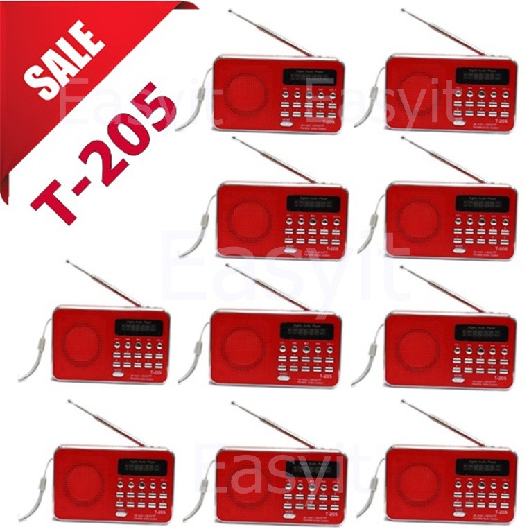 10เครื่องสีแดง-ลำโพงวิทยุ-ลำโพง-mp3-usb-sd-card-micro-sd-card-รุ่นt-205