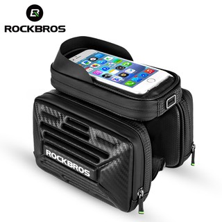 Rockbros กระเป๋าใส่โทรศัพท์มือถือ หน้าจอสัมผัส ลายคาร์บอน ขนาด 6.2 นิ้ว 5.8 นิ้ว สําหรับจักรยานเสือภูเขา