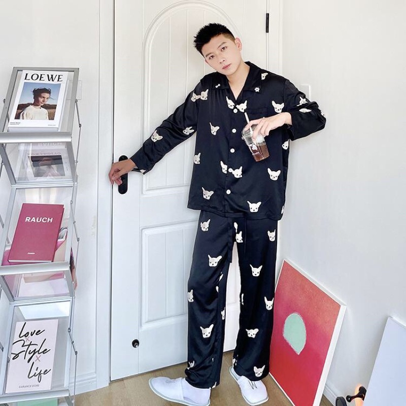 code-sspupj-ลด-100-ชุดนอน-silk-satin-pug-a112-n104-set-ขาสั้น-ขายาว-ชุดนอนไหมซาติน-ชุดนอนพรีเมี่ยม-ชุดนอนคู่