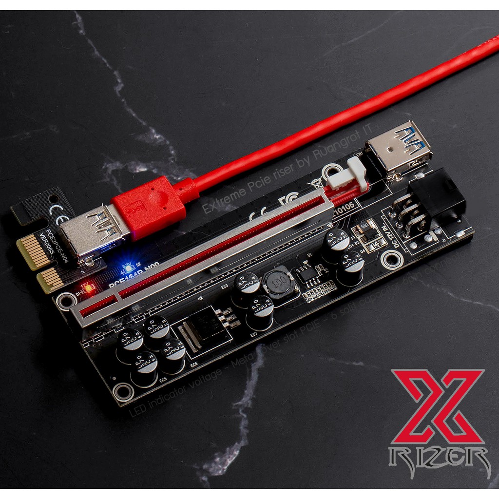 ภาพหน้าปกสินค้าX-Rizer 8CAP LED 6PIN RISER ขุด ETH RVN ALTCOIN จากร้าน ruangrot_it บน Shopee