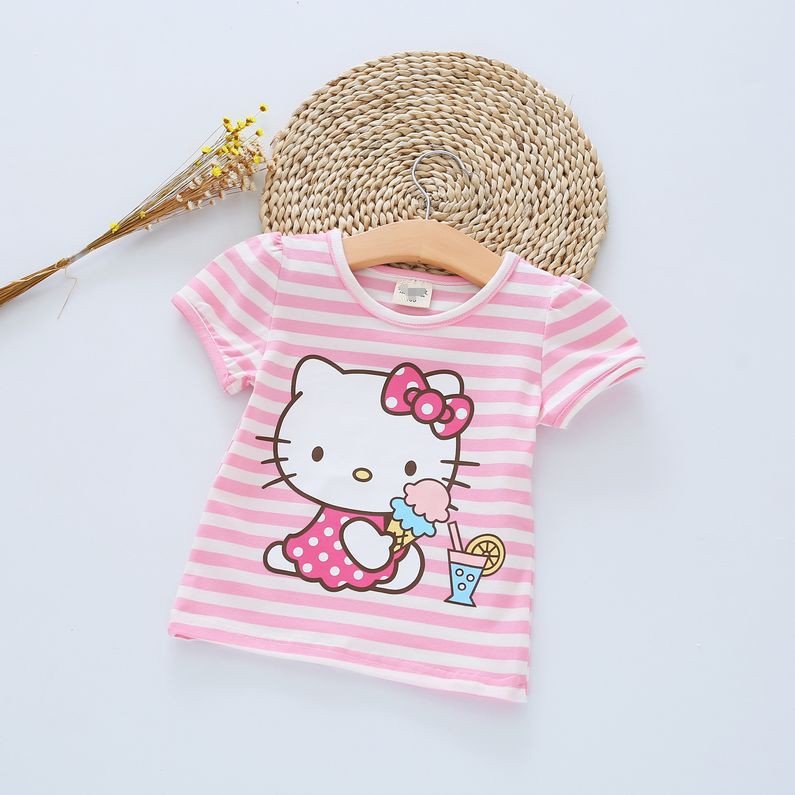 เสื้อยืดผ้าฝ้ายลายการ์ตูน-hello-kitty-สำหรับเด็ก