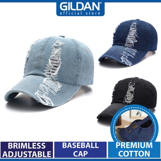 Gildan X หมวกเบสบอล ผ้าฝ้าย และผ้ายีน ลายกะโหลก ปรับได้ หลากสีสัน 1 ชิ้น