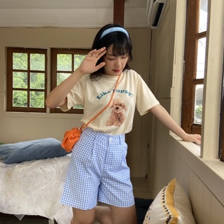 Chuuchop_พร้อมส่ง(C7402)🧸🚪🧽Bubblegum gingham pants กางเกงขาสั้นลายสก็อต มี2สี