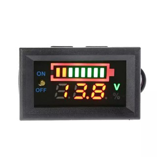 วัดแรงดันแบตน้ำ เจล12V Car Lead Acid Battery Charge Level Capacity Indicator LED Battery Capacity Meter Voltmeter Tester