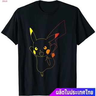 เสื้อยืดผู้ชายและผู้หญิง Pokemon Pikachu Ombre T-Shirt Short sleeve T-shirts