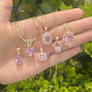 Fancy สร้อยคอทองคํา 18k จี้รูปหัวใจ ประดับเพทาย เครื่องประดับสตรี ของขวัญวันเกิด