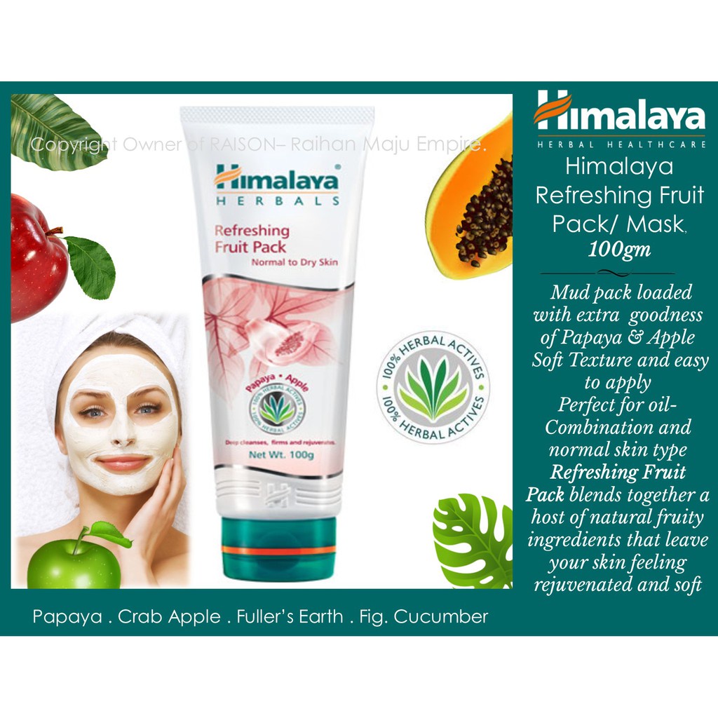 ครีมพอกหน้าผลไม้-เพื่อผิวใส-เรียบเนียน-ชุ่มชื่น-himalaya-herbals-refreshing-fruit-pack-100g