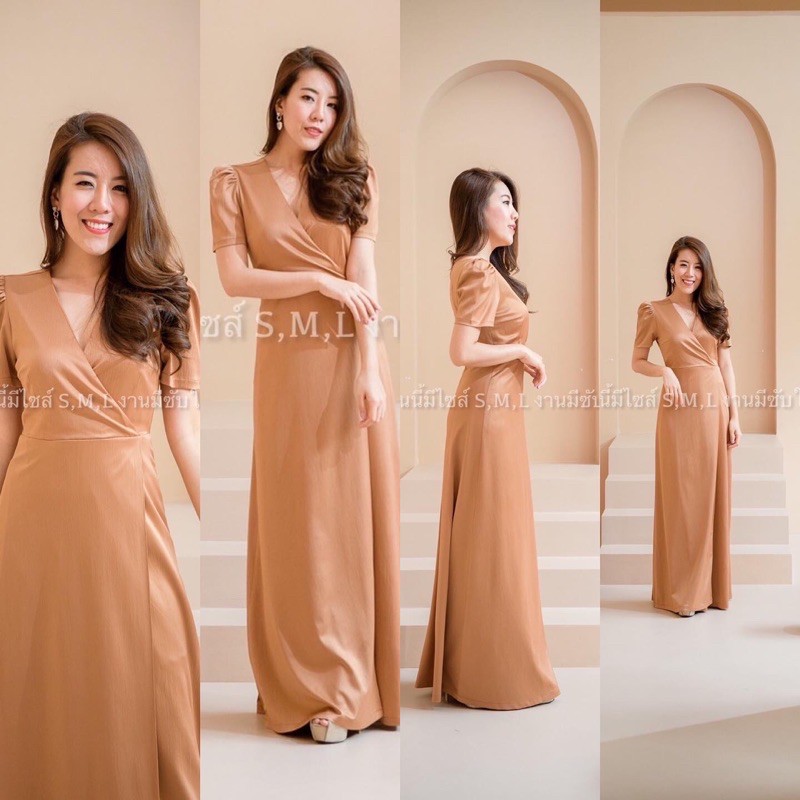 d214-ชุดเดรสยาว-s-m-l-xl-xxl