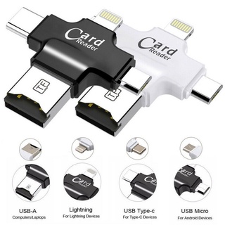 การ์ดรีดเดอร์ 4 in 1 Micro USB Type C 8 Pin TF Card OTG สำหรับ iOS Android Ipad/iphone 7plus/6s/5s พร้อมเมมโมรี่การ์ด32G