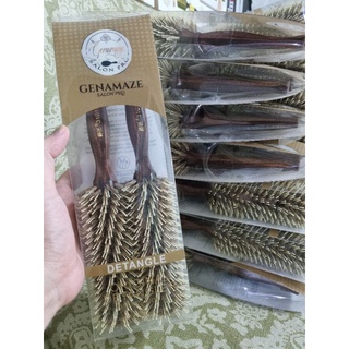 Genamaze handle Wooden Bristle Round Hair Brush 45 หวีไดร์กลมขนหมูป่าเฉียง ขนนุ่มนิ่มไม่เจ็บหนังศรีษะ - size Mx2 ชิ้น