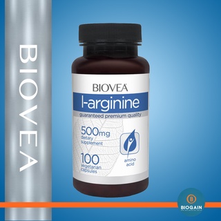 BIOVEA L-ARGININE 500 mg / 100 Vegetarian Capsules(แอล-อาร์จินีน, กรดอะมิโน, เสริมสมรรถภาพทางเพศ)