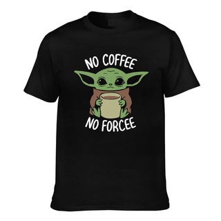 T-shirt  เสื้อยืด พิมพ์ลาย Yoda No Coffee No Force แฟชั่นสําหรับผู้ชายS-5XL