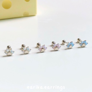 earika.earrings - opal paw piercing จิวหูเงินแท้จี้อุ้งเท้าสีโอปอล (ราคาต่อชิ้น) (มีให้เลือก 3 สี) เหมาะสำหรับคนแพ้ง่าย