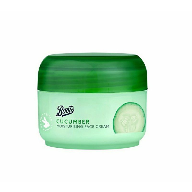 boots-cucumber-มอยเจอร์ไรเซอร์ซิ่ง-เฟซ-ครีม-100มล-บำรุงผิวหน้าอุดมไปด้วยแตงกวาพร้อมวิตามิน-ใช้ได้ทั้งกลางวันและกลางคืน