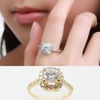 แหวนชุบทอง 9K พลอย Zircon Crystal ดีไซน์แหวนแต่งงาน size 6