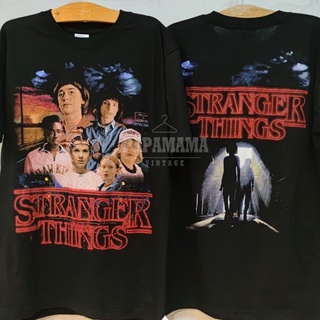 เสื้อยืดผ้าฝ้ายพิมพ์ลายขายดี เสื้อยืดผ้าฝ้าย [ STRANGER THINGS ] The Upside Down NETFLIXS SERIE  ss2/3/4 เสตรนเจอติงส์