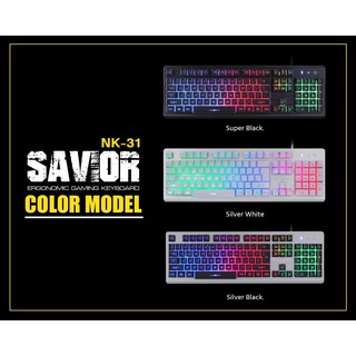 ภาพขนาดย่อของภาพหน้าปกสินค้าNUBWO NK-31 Savior Gaming Keyboard คีบอร์ดเกมมิ่ง ไฟรุ้ง 7สี ประกันศูนย์ 1ปี จากร้าน huskshop บน Shopee