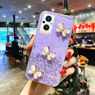 Clear Transparent เคสโทรศัพท์ OPPO Reno7 Z 5G 2022 เคส OPPO Reno 7Z 5G Crystal Butterfly Soft TPU Back Cover