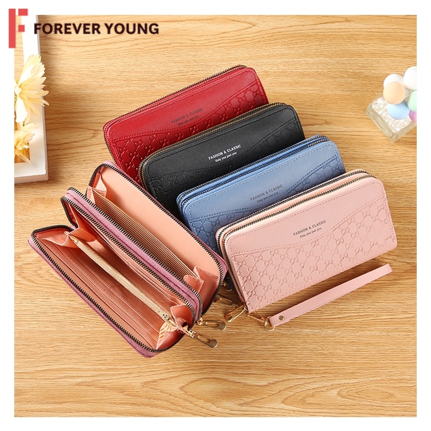 tforever-young-กระเป๋าสตางค์ผู้หญิง-กระเป๋าสตางค์ใบยาวแฟชั่นสตรีสไตล์เกาหลี-กระเป๋าถือ-jj-l806