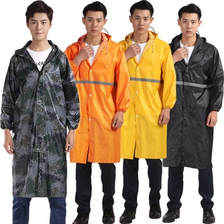 สินค้า （4สี）ชุดกันฝน ใหม่ เสื้อกันฝนยาว มีแถบสะท้อนแสง รุ่น หมวกติดเสื้อ Waterproof Rain Suitคุณภาพดีราคาถูกมีหลายสีให้เลือก