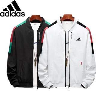 ADIDAS เสื้อแจ็กเก็ตกันลมลําลอง คอปกตั้ง กันน้ํา ขนาดใหญ่ สําหรับผู้ชาย