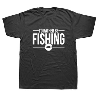 [S-5XL] เสื้อยืดแขนสั้น พิมพ์ลายกราฟฟิค Rather Be Fishing แฟชั่นฤดูร้อน สไตล์สตรีท สําหรับผู้ชาย