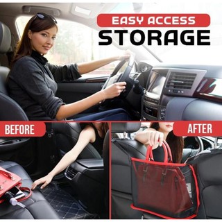 Storage Mesh Car Net Pocket Handbag Holder for Handbag Bag Documents Phone Valuable Items Storage Bag Auto Accessories Organizer 1pc Storage beside the car seatกระเป๋าใส่ของหลังเบาะรถยนต์ ที่ใส่ของหลังเบาะรถ เก็บของในรถ แขวนหลังเบาะ กระเป๋าถือผ้าตาข่ายสํา